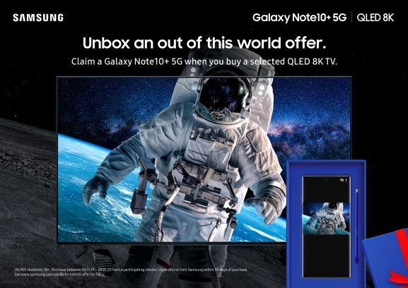 三星英国大促：买55寸8K OLED电视、送Galaxy Note10+ 5G手机
