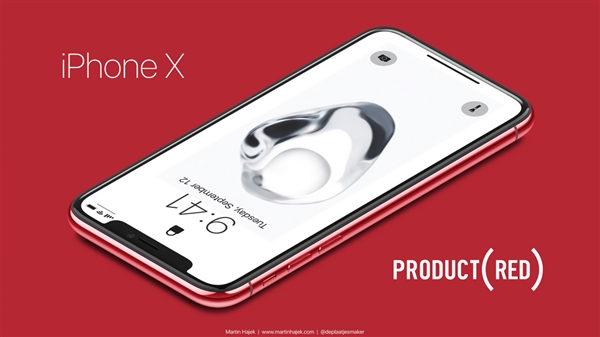 红色版iPhone X高清渲染图：经典红黑配