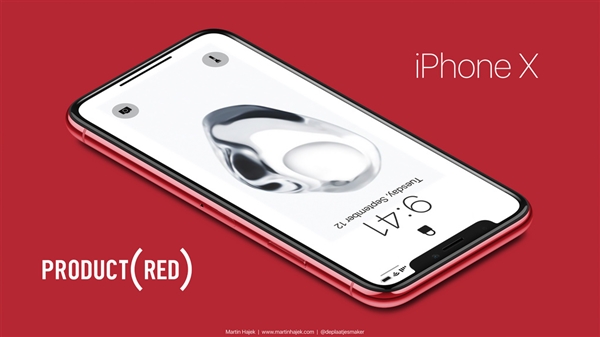 红色版iPhone X高清渲染图：经典红黑配