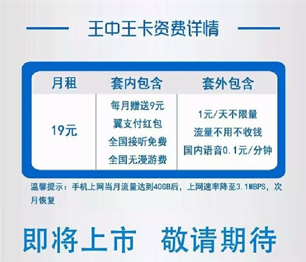 狙击联通大王卡！电信新王中王卡来了 套餐很给力