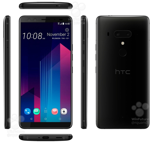 无刘海好评！HTC U12+官方渲染图/规格表大曝光：下周发