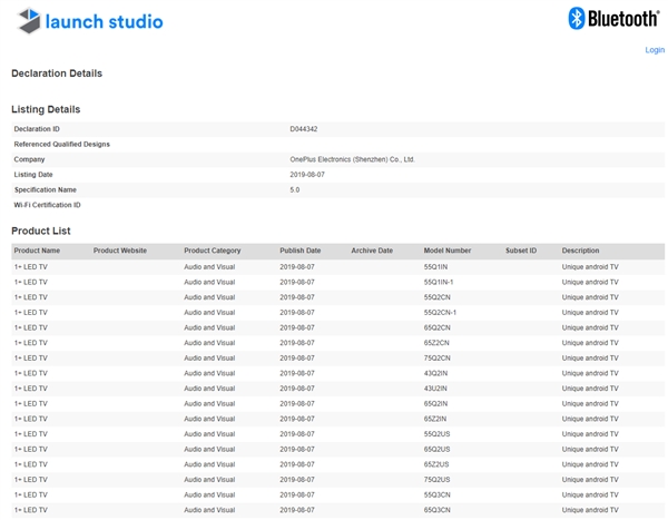 多款一加LED电视通过蓝牙5.0认证：覆盖43到75英寸